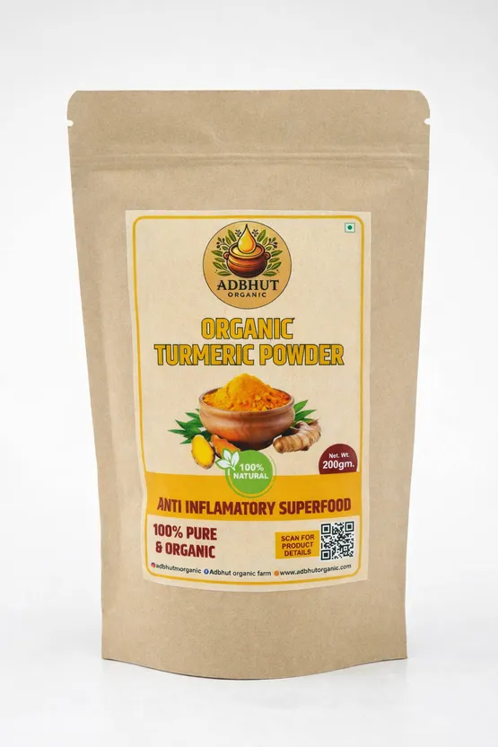 Adbhut Organic Turmeric Powder - High Curcumin Natural Lakadong Haldi (200g)